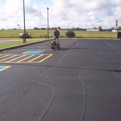 Sealcoating Line Striping at Super 8 in Perham